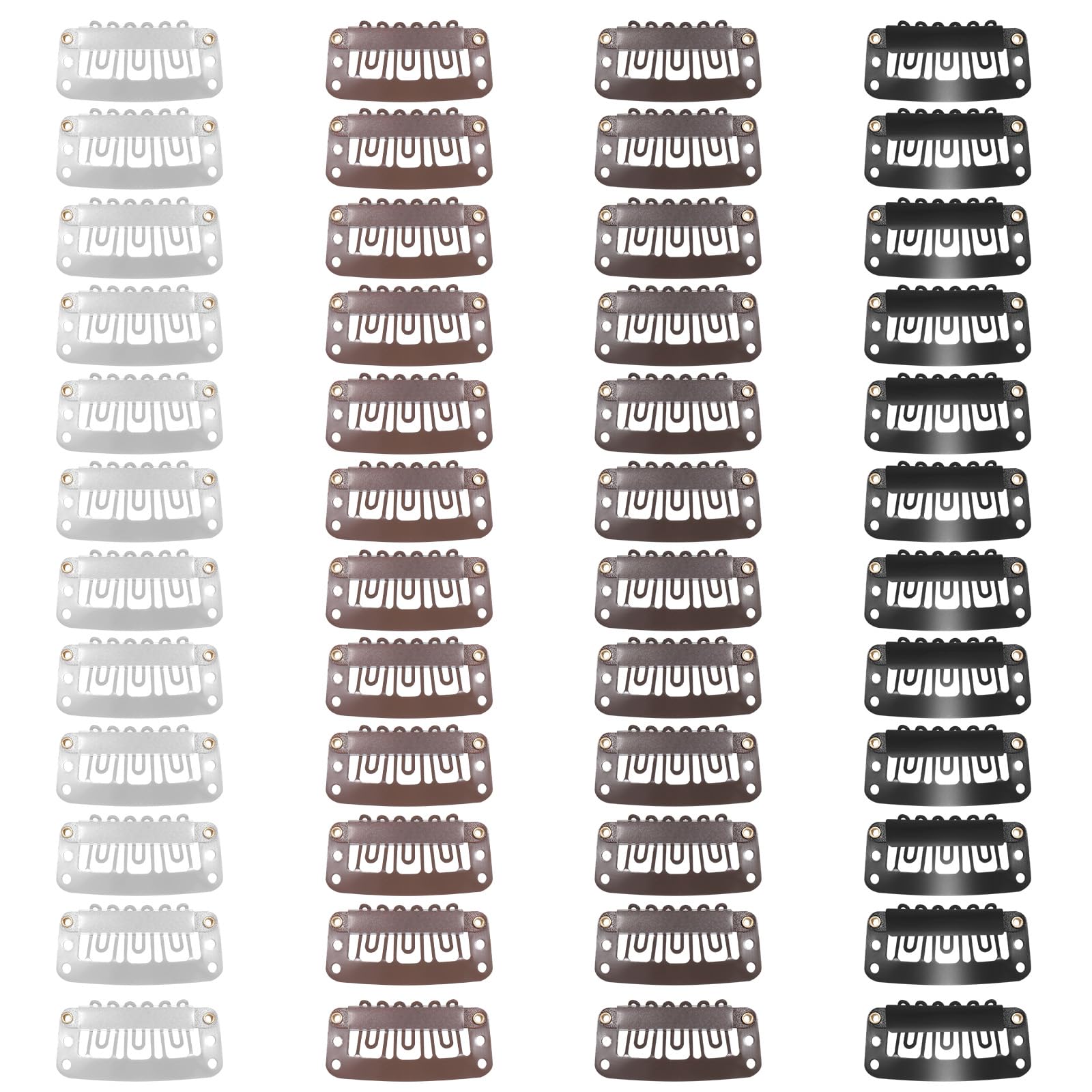 48 Pcs 32 mm 6-Teeth Wig Clips, U Shape Wig Clips for Hair Extension Wigs Snap Clip Comb Small Metal Snap Wigs Accessories for Women DIY Hairpiece