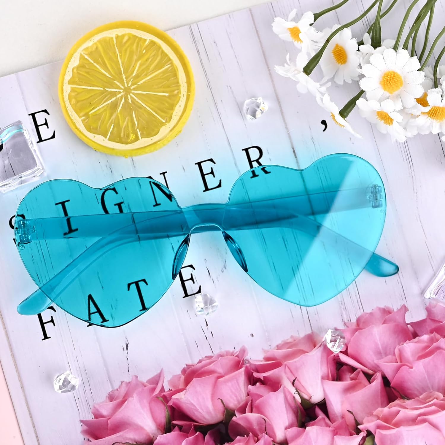 NACHLYNN 30 Pairs Heart Sunglasses Candy Color Heart Glasses Women Rimless Heart Shaped Sunglasses for Costumes Cosplay - Image 5