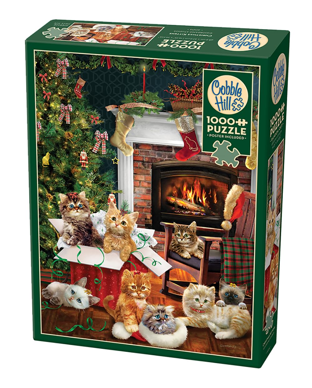 Cobble Hill Puzzle Company Ltd. 1000 Piece Puzzle Christmas Kittens-Sample Poster Included, Deluxe
