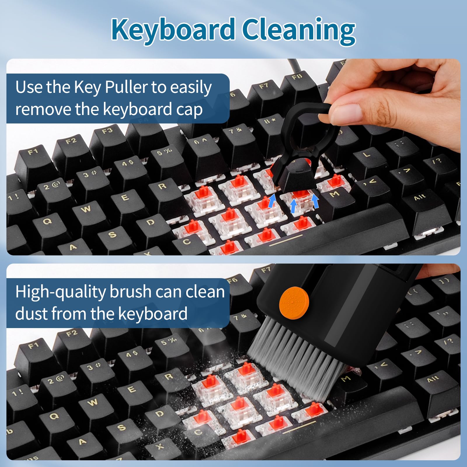 Kit de limpieza de teclado para laptop, cepillo de limpieza 12 en 1, limpiador de pantalla electrónico con bolígrafo de limpieza multifunción para MacBook, tablet, iPhone, auriculares,
