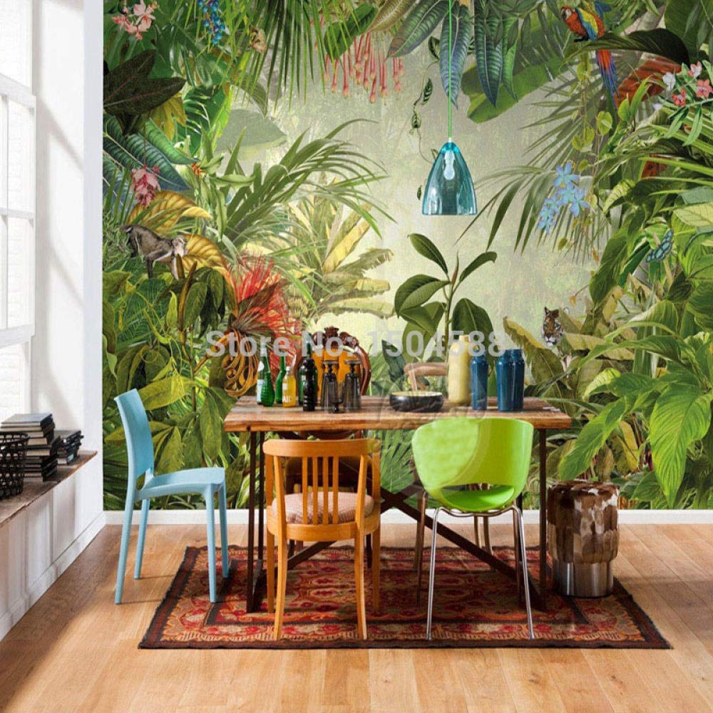 Papier peint 3D stéréo forêt tropicale WLLLO revêtement mural feuille de bananier 200x140