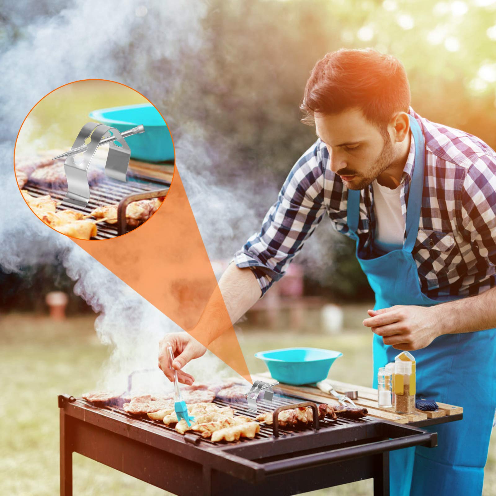 Clips De Sonda Para Barbacoa – 4 Piezas De Acero Inoxidable, Con 3 Tamaños De Orificio – Para Termómetros De Carne, Parrillas