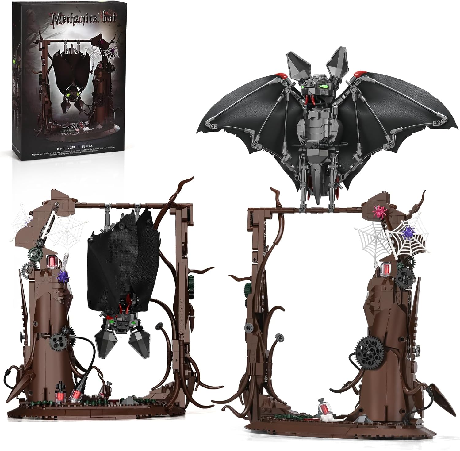 Mechanical Horror Bat Building Set for Adult,Bat Bird Building Blocks Toys,Home and Office Decor,Collectible for Adult and Teen Boys 8+(839 PCS)