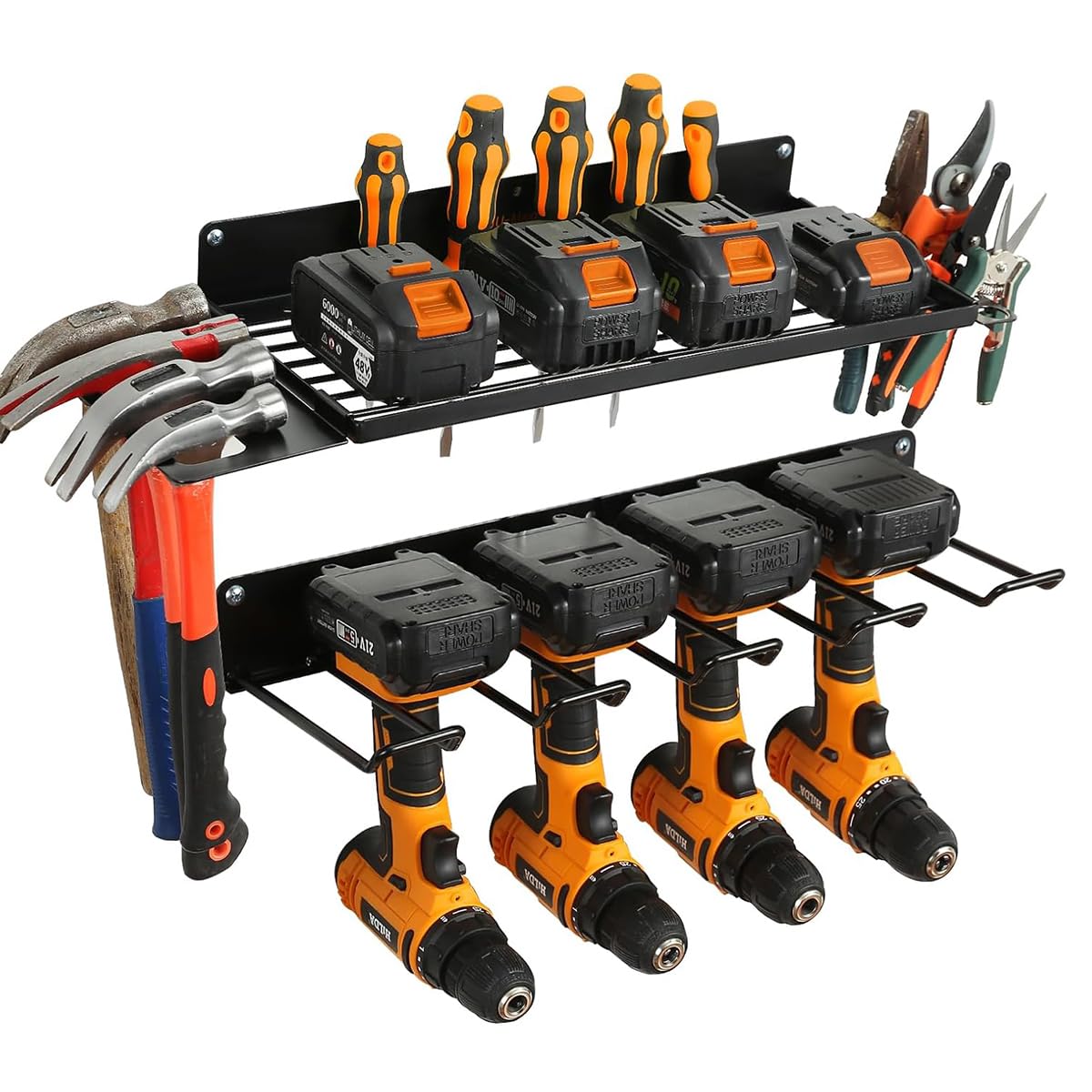 Portautensili per Utensili Elettrici, Supporto Da Parete per Trapano, Supporto per Trapano per 5 Utensili Elettrici, Supporto per Trapano, In Metallo Massiccio, Per Garage, Casa, Officina (Nero)