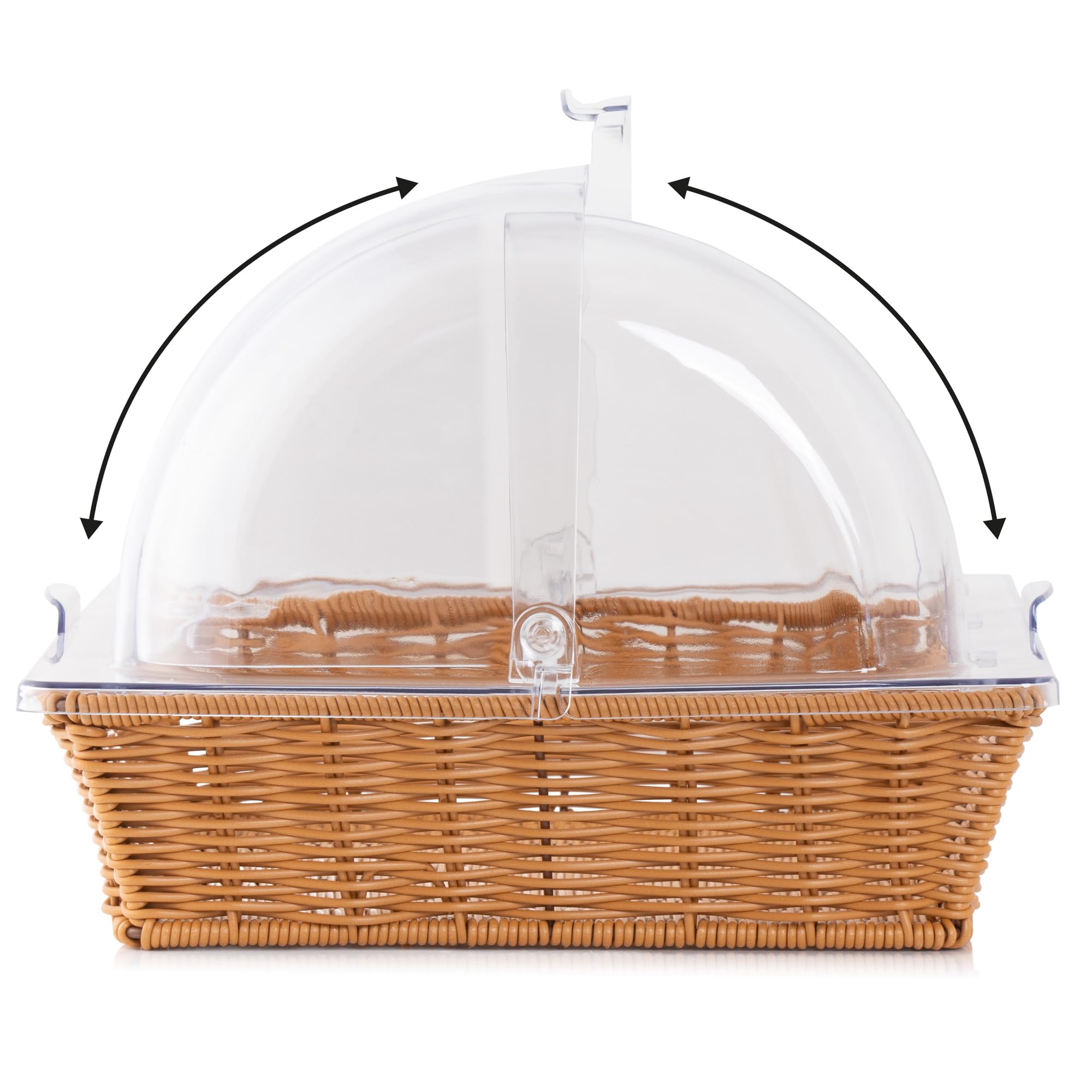 Mahlzeit Cestino per il pane in rattan con coperchio | 53,5 x 33 x 25 cm | cestino per il pane con finestra, cestino per il pane in plastica, vetrina per buffet