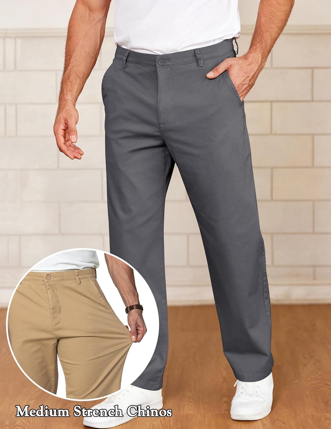 COOFANDY Mens Casual Dress Pants Relaxed Fit Lightweight Khaki Slacks Stretch Work Chino Pants - Image 4