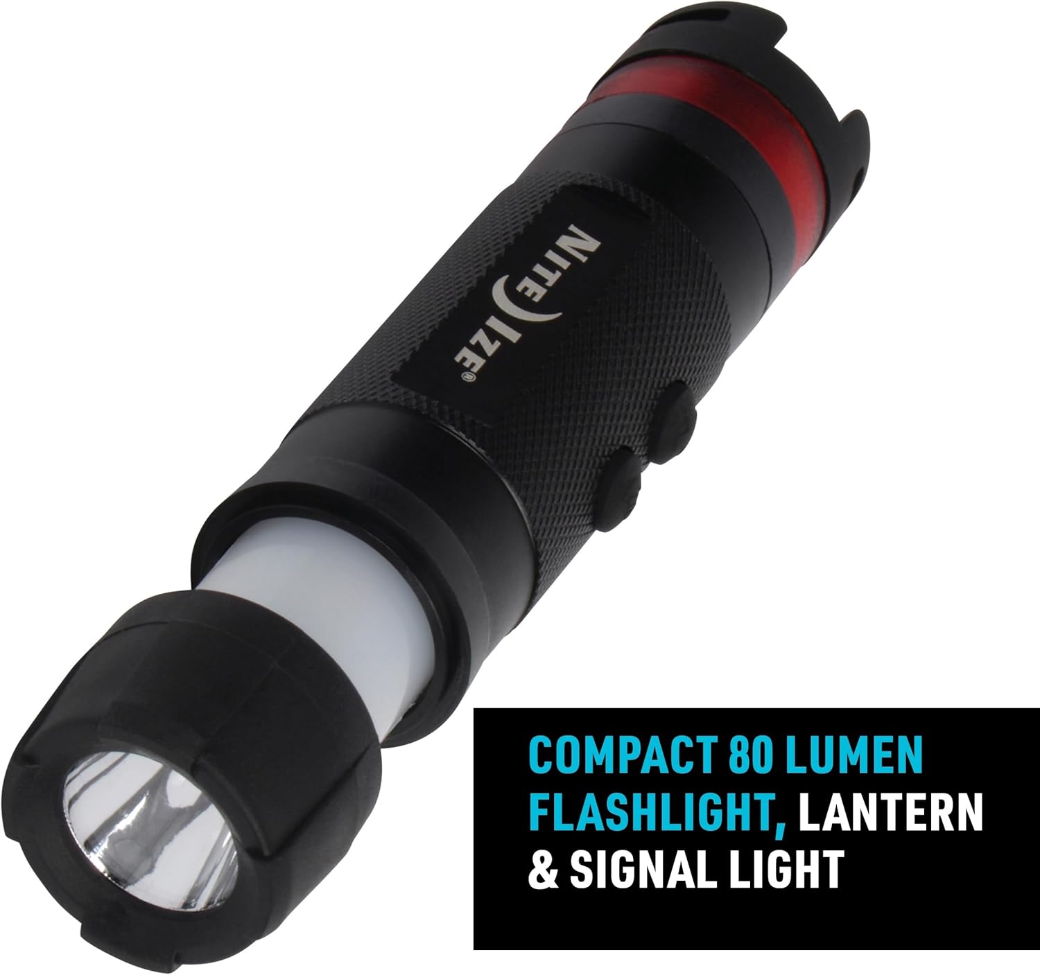 Nite IZE Radiant 3-in-1 LED Mini Flashlight - Versatile Flashlight with 80 Lumen Light - Use as Safety Light, Flashlight, or Mini Lantern - Black