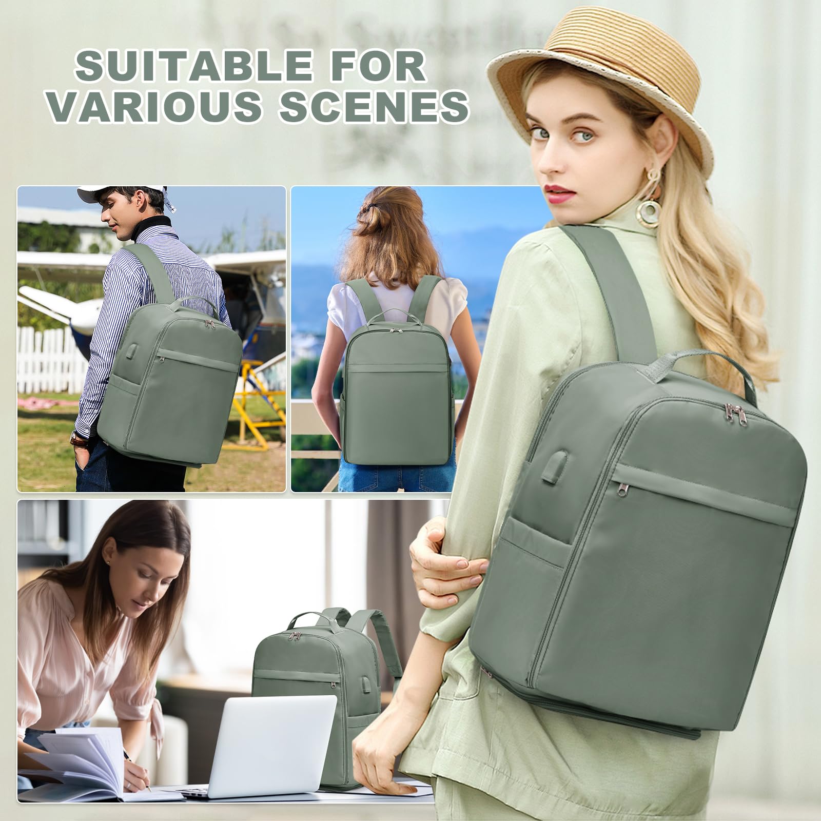SZLX Borse da Viaggio 45x36x20 Zaino Easyjet Donna Zaino Ryanair 40x20x25 Bagaglio a Mano Zaino impermeabile uomo trekking, Borsa da Viaggio Cabina aereo Zaino per Laptop con Porta di ricarica USB