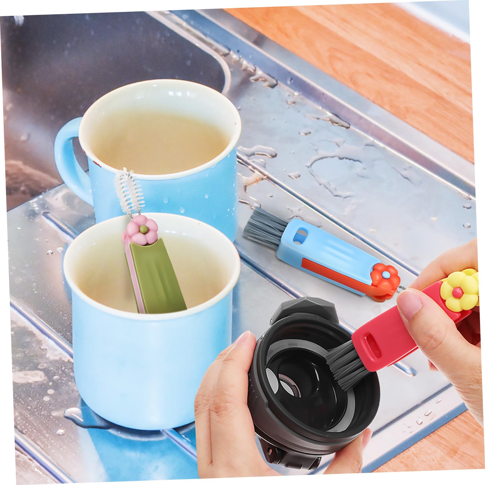 Set di spazzole multiuso per la pulizia, include scovolini per fessure, bottiglie, tubi, mocio per acqua, spazzole per la pulizia della spina elettrica, 6 pezzi x 4 set