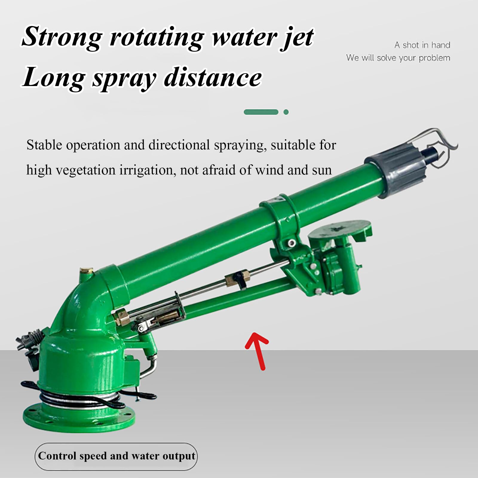 Pistola pulverizadora con manguera Boquilla, Rociador de riego, aspersor brazo basculante 360 ​​grados, rango 26-53M for agricultura