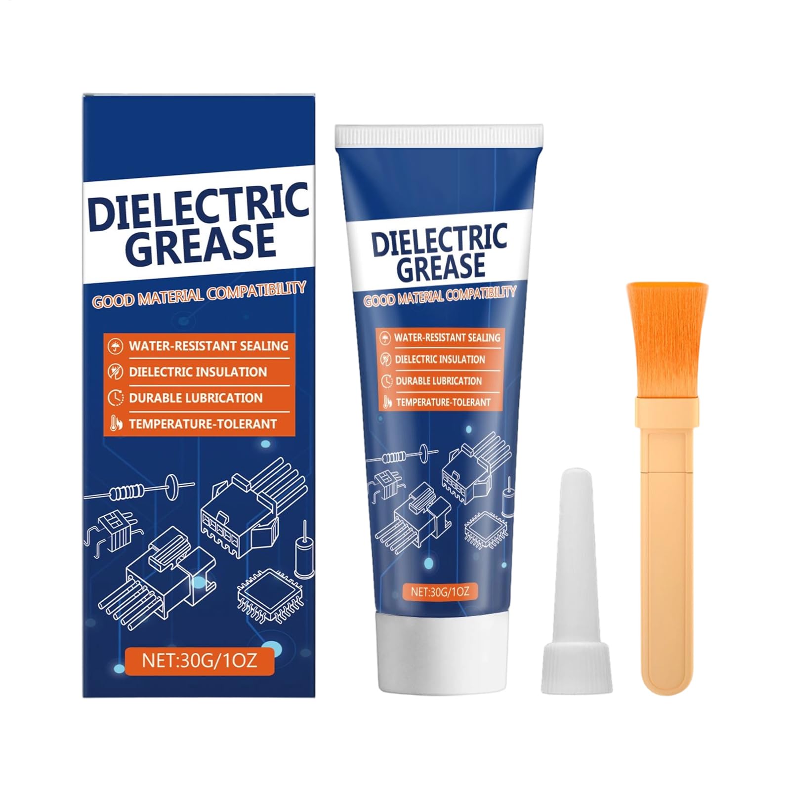 Dielectric Grease - High Performance Automotive Lubricant With Brush | Dielectric Grease Marine - for Trailer RV Truck Sedan Pickup Door Hinges Ship Deck Equipment Marine