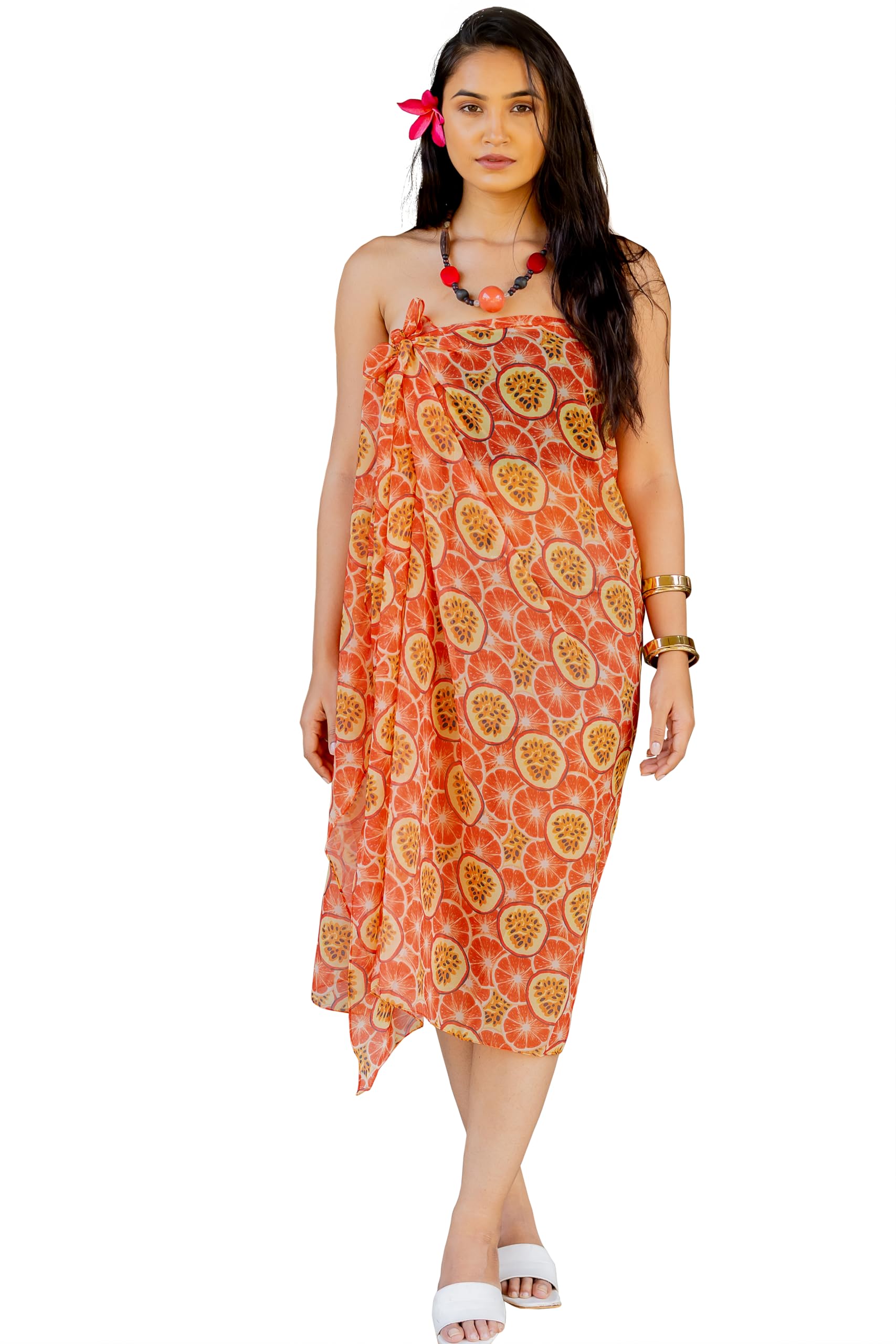 Georgette Printed Beachwear Coverup Wrap Sarong for Women, Resort Wear Swim Cover Pareo-image-43