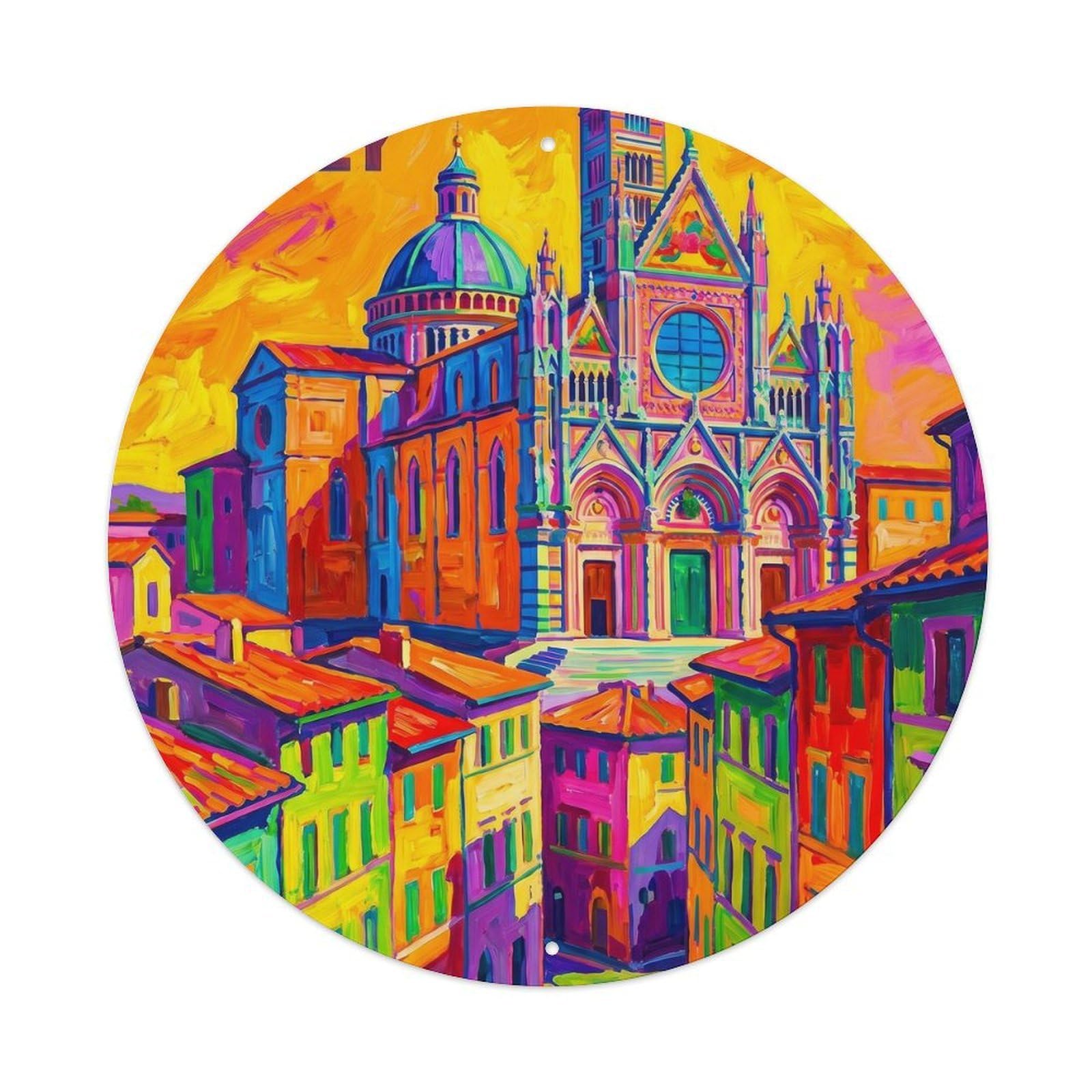 Vintage Travel Siena Italy Fauvism Metal Tin Sign