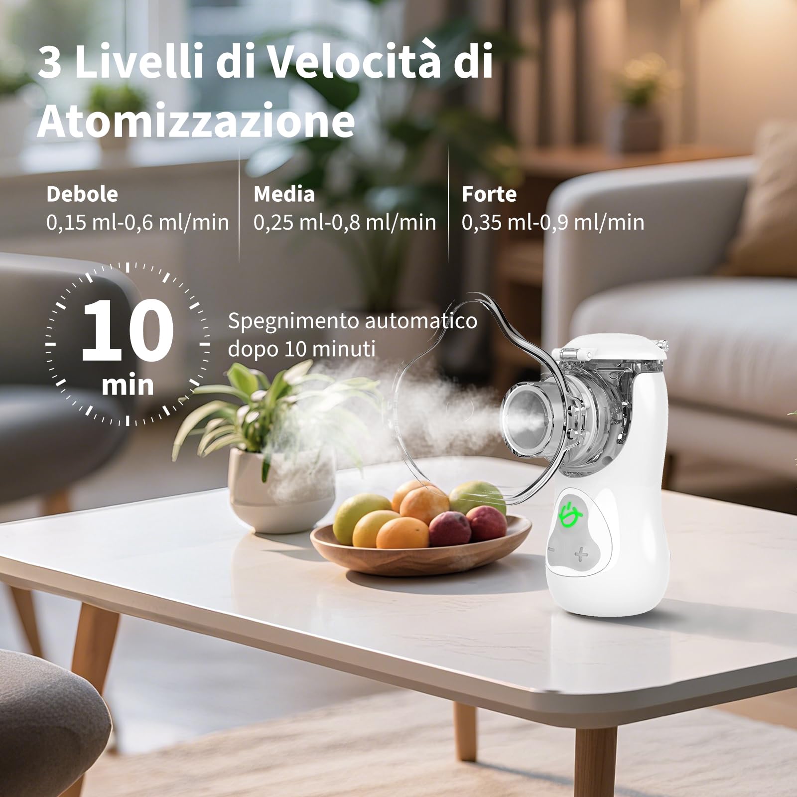 FEELLIFE Aerosol Portatile Silenzioso 3 Modalità Nebulizzazione Regolabili, Ricaricabile Aerosol per Bambini e Adulti con 2 Maschere e Boccaglio, Aerosol Portatile per Viaggi e Uso Domestico-Blu
