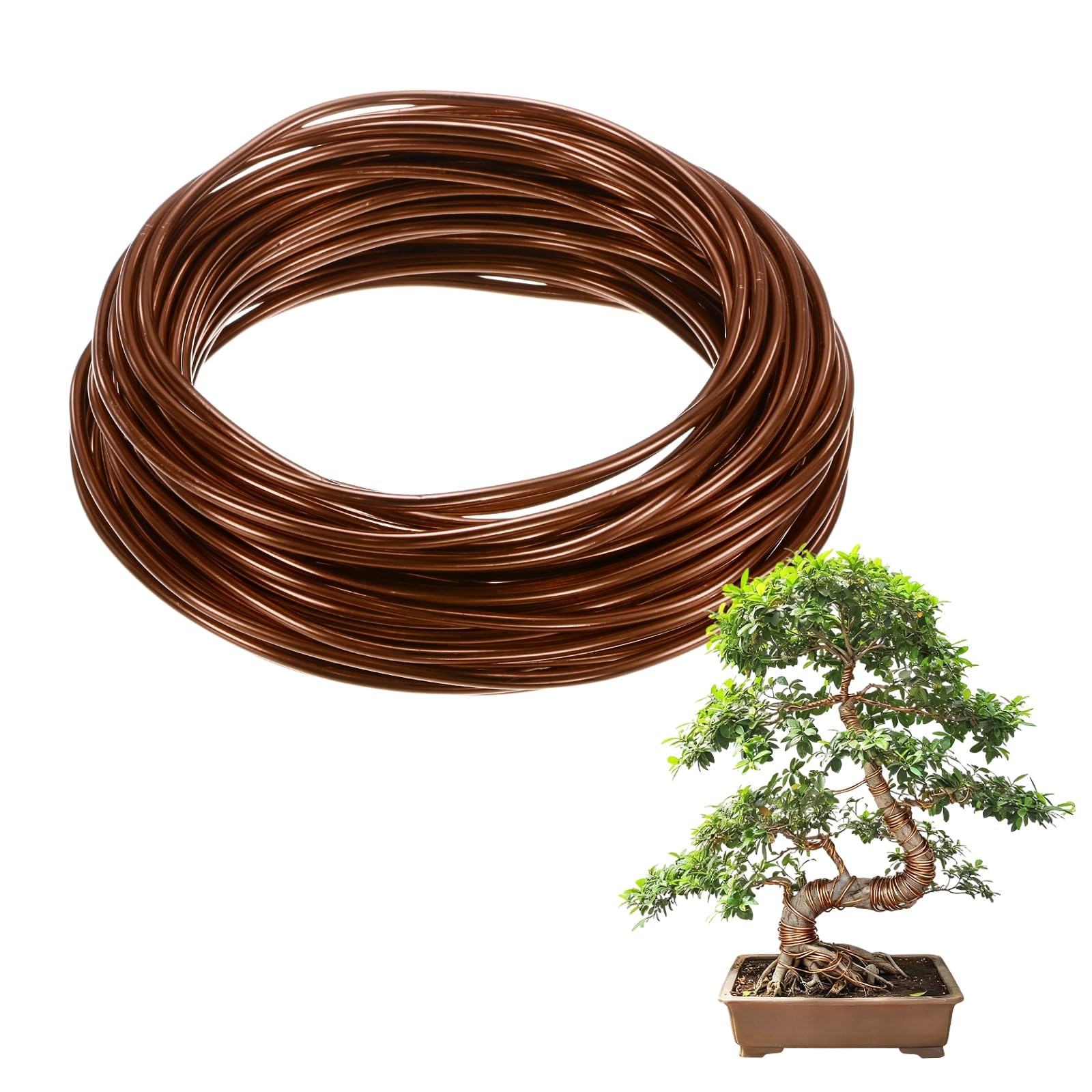 M METERXITY 1-Pack Bonsai Training Wire, 3mm x 49ft/15m Anodized Aluminum Bonsai Tree Wire for Fine Trunk/Gardening Branch/DIY Crafting [Copper]