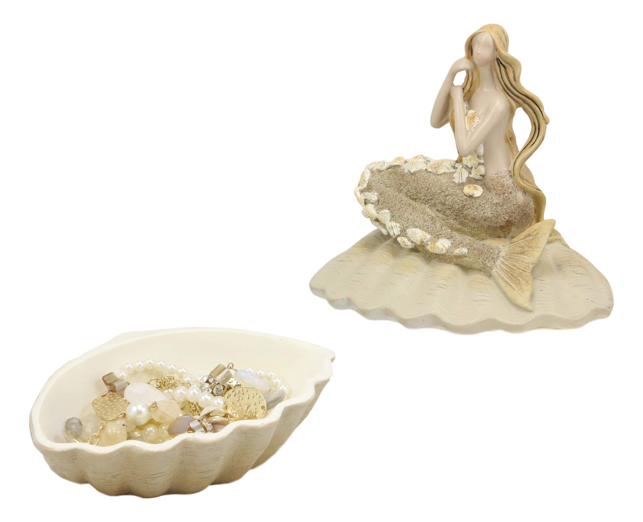 Amazon.co.jp: Ebros Gift 砂茶 抽象的な人魚 巨大貝殻 ジュエリー