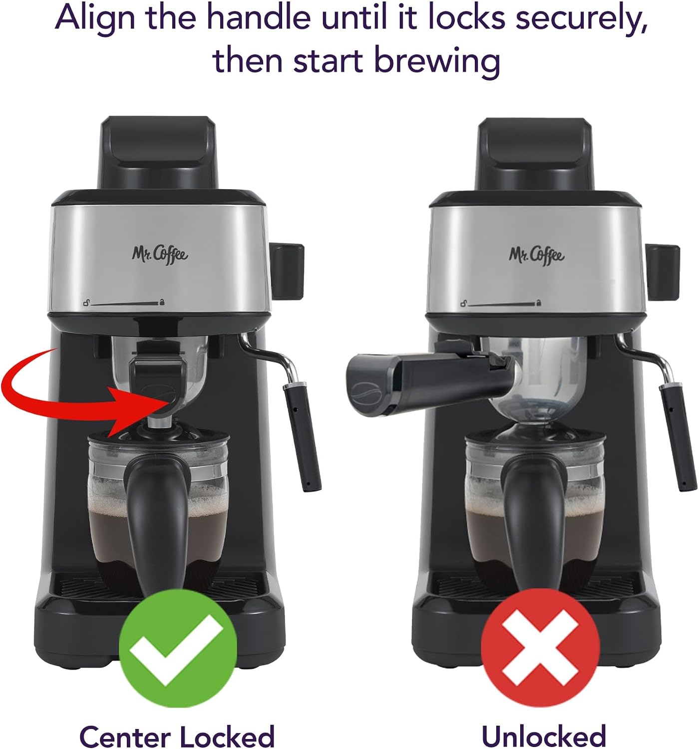 Mr. Coffee® 4-Shot Steam Espresso Machine, Cappuccino Maker, and Latte Maker with Glass Carafe