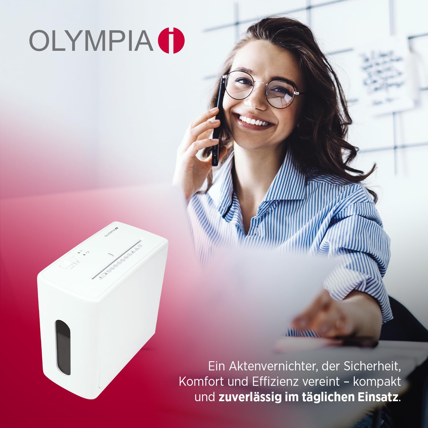 Olympia CC1010S Aktenvernichter 10 Blatt P4 Partikelschnitt – Leiser Papierschredder für Büro & Home Office – Dokumente, Kreditkarten & Papier sicher schreddern – 10 L Auffangbehälter