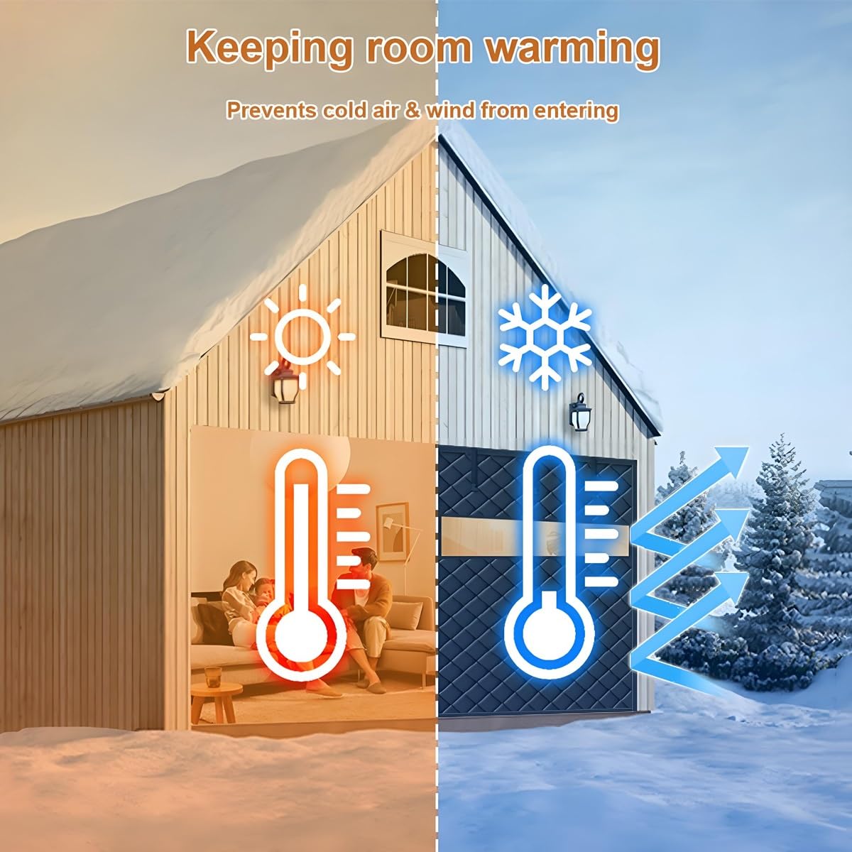 Garage Magnetische Thermische Isolierte tür Vorhang, Garagentor-Vorhänge, Garagentorschutz für Den Wintern, Garagentor-Isolationsset, Thermovorhang Magnet tür Abdeckung Wetterfest(Black,320x240cm)