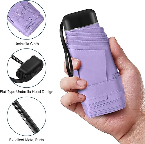 Miniatura 4 de LEAGERA Paraguas de viaje compacto con estuche, mini paraguas para bolso, diseño pequeño, ligero y pequeño, perfecto para sombrilla al aire libre y