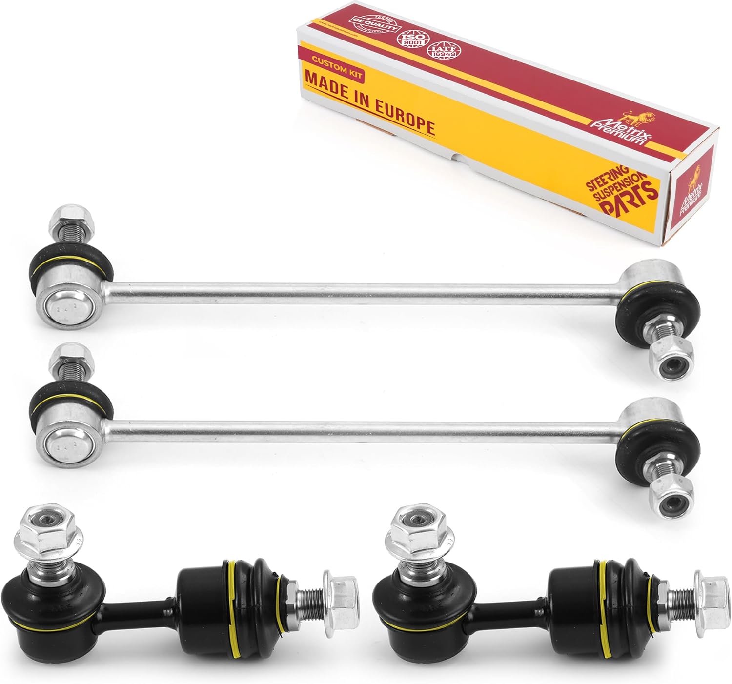 Metrix Premium Chassis Parts - 4 PC Front & Rear Sway Bar Stabilizer End Link Kit Fits 12-15 Hyundai Sonata, 10-13 Tucson, 12-17 Azera, 12-16 Kia Optima, 11-13 Sportage, K750524 K750603 Made in Europe