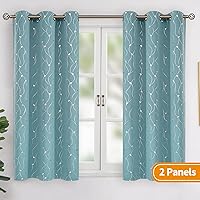 Vista 384 de BGment Room Darkening Curtains 95 Inches Long, Grommet Thermal Insulated Blackout Curtains with Wave Line and Dots Printed for Bedroom, 2 Panels