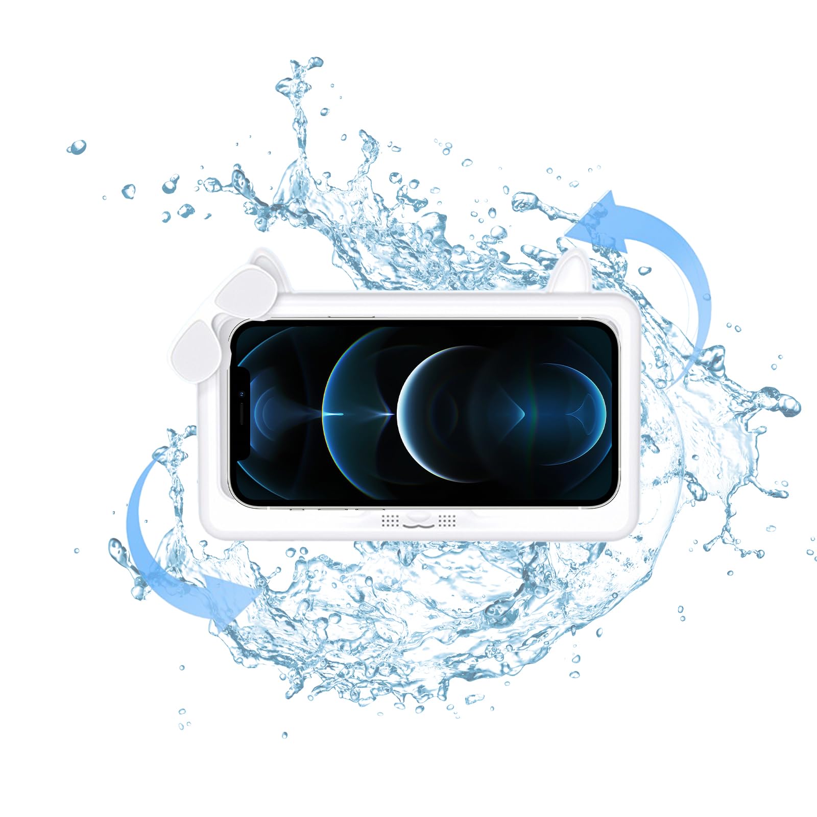 Soporte para teléfono de ducha, impermeable, antivaho, pantalla táctil, soporte de pared de rotación de 480 grados, para baño, baño, cocina, espejo de pared, compatible con teléfonos de 4.7 a