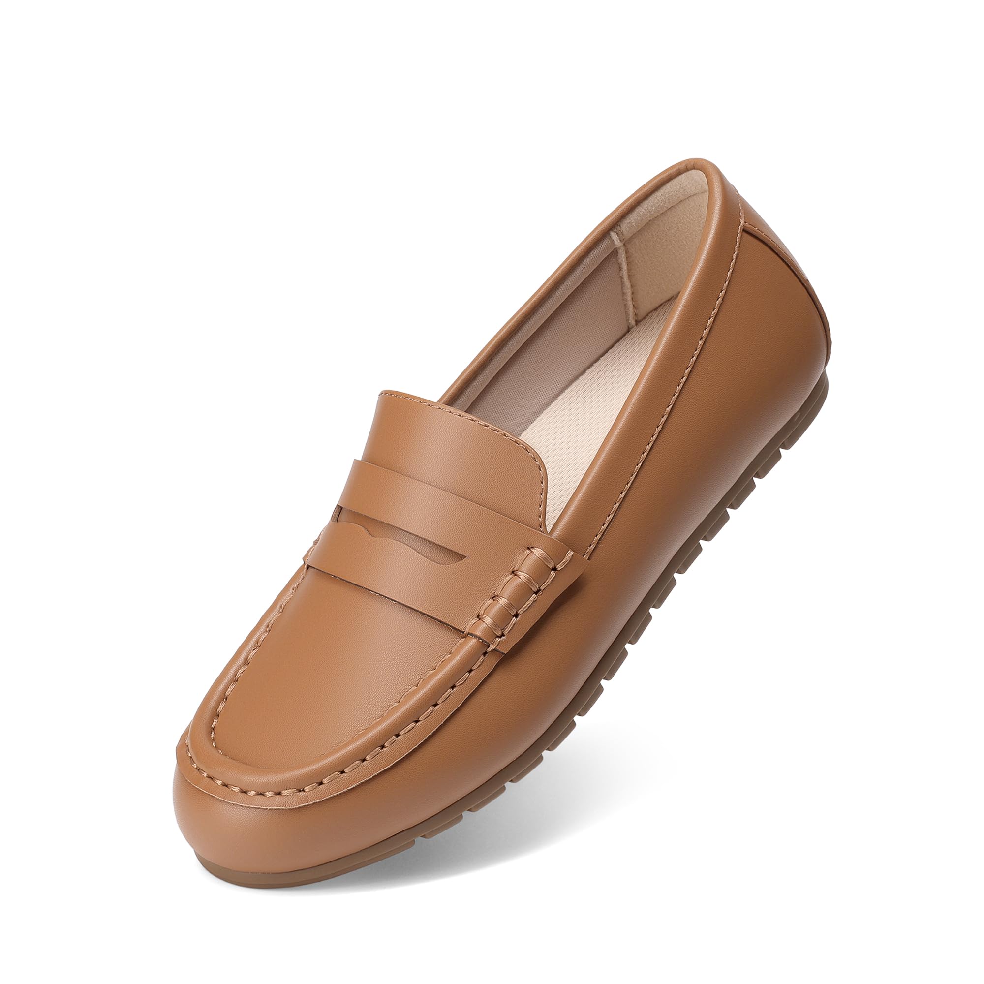 DREAM PAIRS Damskie mokasyny wsuwane wygodne buty robocze, Brązowy, 41 EU
