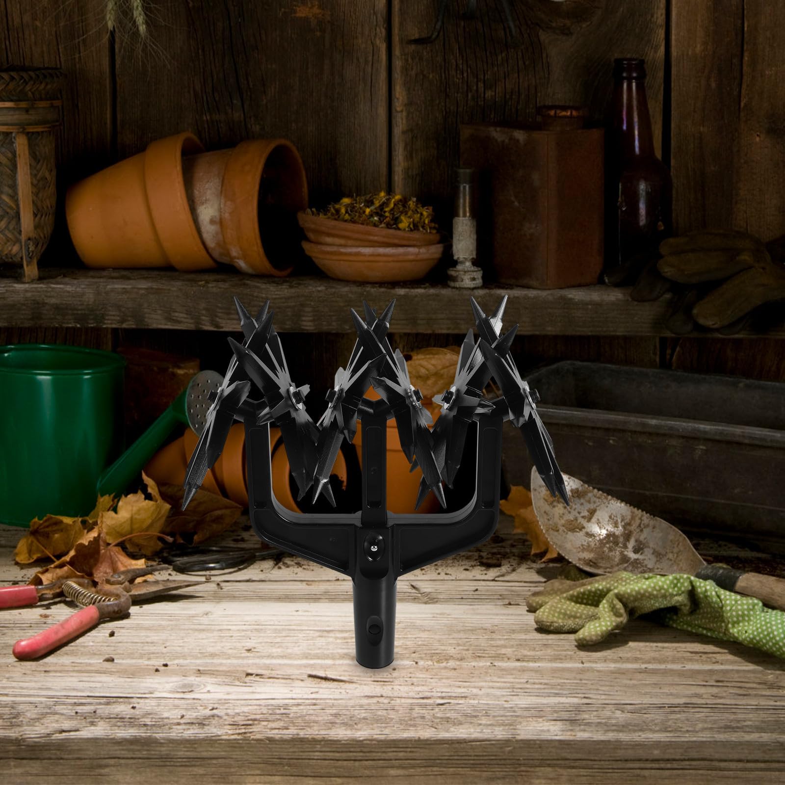 Motoculteur Rotatif Jardin avec Griffe, Kit Scarificateur Léger en ABS, Outil d'Aération et Ameublissement de Sol, Adapté à Pelouses et Jardins