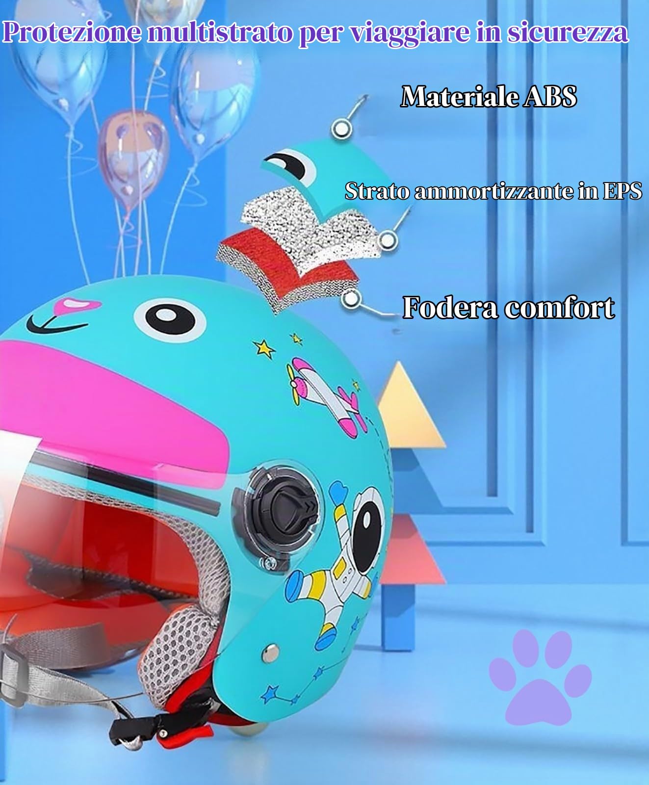 Casco Da Moto Retrò Per Bambini, Omologato ECE, Vintage, Aperto, Per Scooter Elettrico, Go-Kart, Moto Da Cross, ATV, Casco Da Bicicletta Per Bambini Dai 2 Ai 14 Anni A,49-55cm