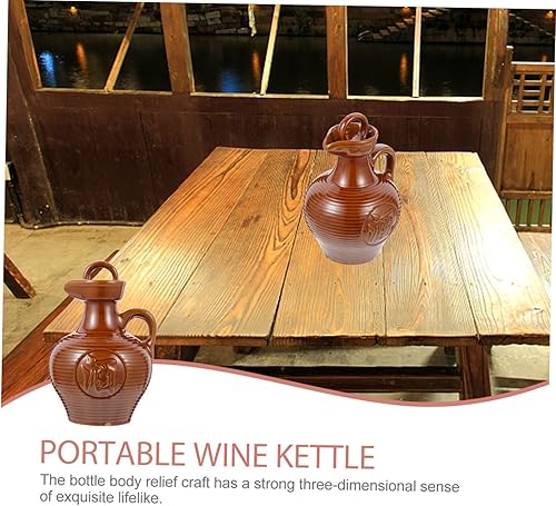 Miniatura 3 de UPKOCH Jarra de arcilla con mango de cerámica, frasco de cadera, jarra de vino de cerámica, hervidor de agua para restaurante, olla para el hogar