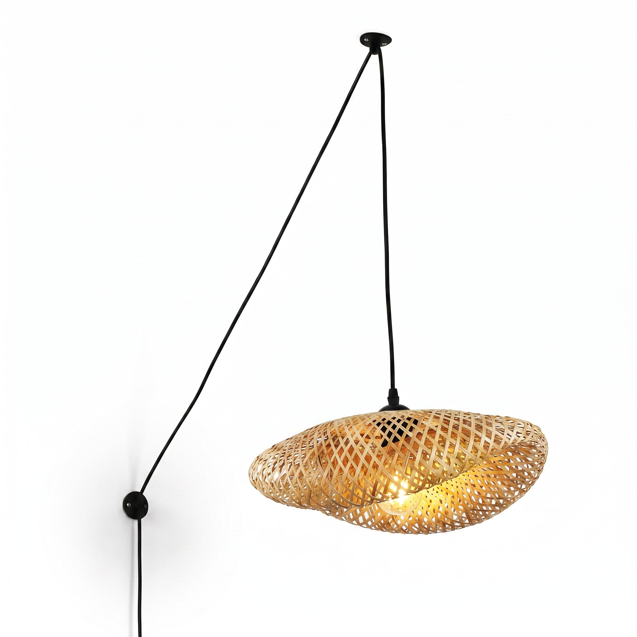 BARCELONA LED Lampada Sospesa Rattan Vimet con Spina E27