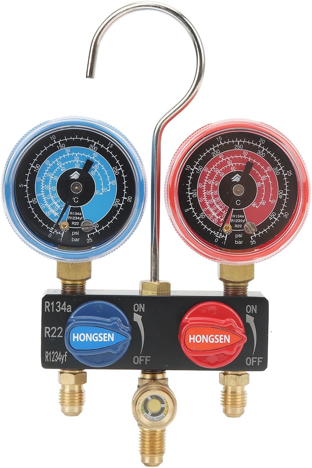 Manifold Gauge, G1/4 Window Enlarged Detachable Air Conditioning Diagnostic Manifold for R22 R134a R1234yf