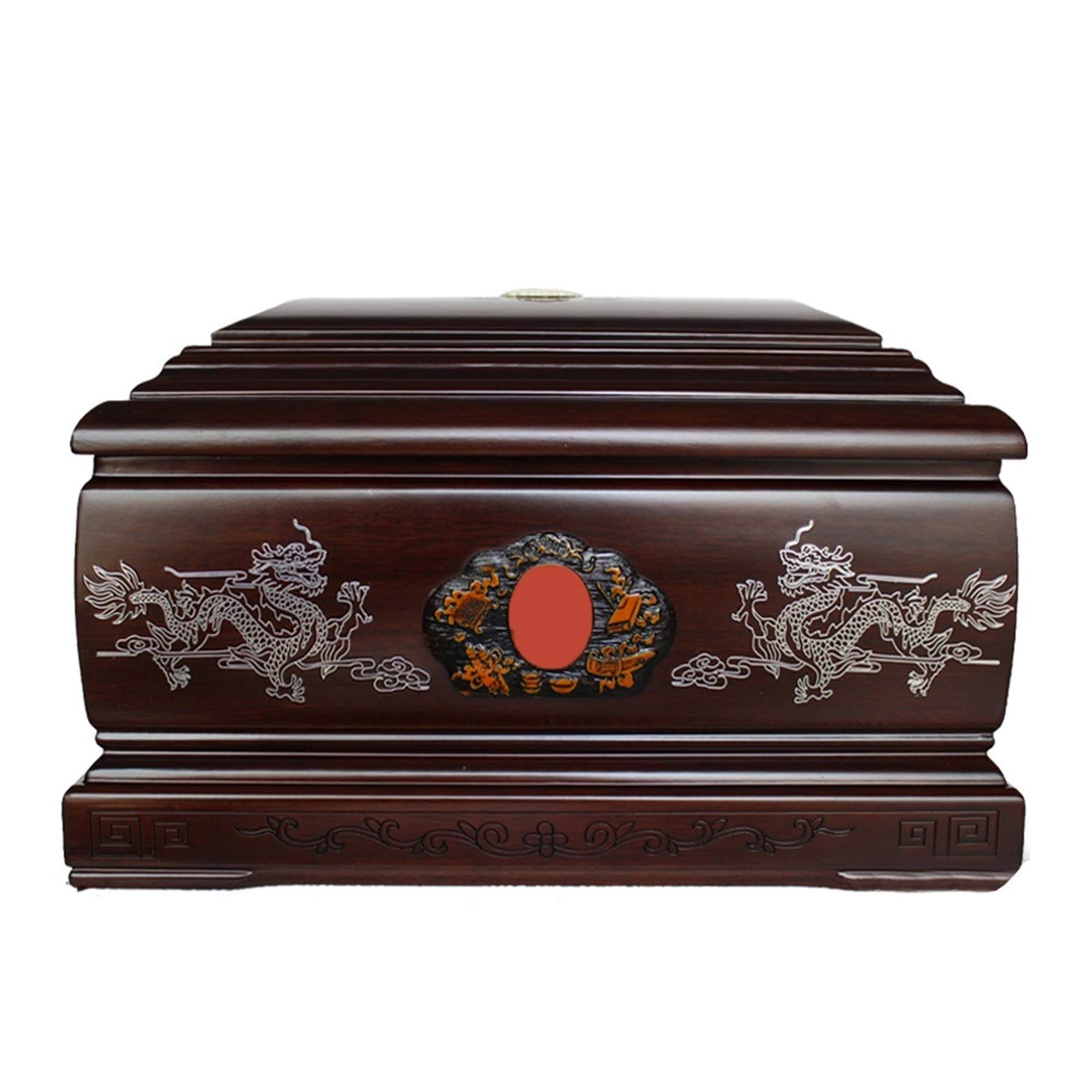YTBHSHXZ urn， Ashes Cremation Urn Woodcarving Craftsmanship 'Two Dragon' Pattern Guard Your Lover Forever Memory Box