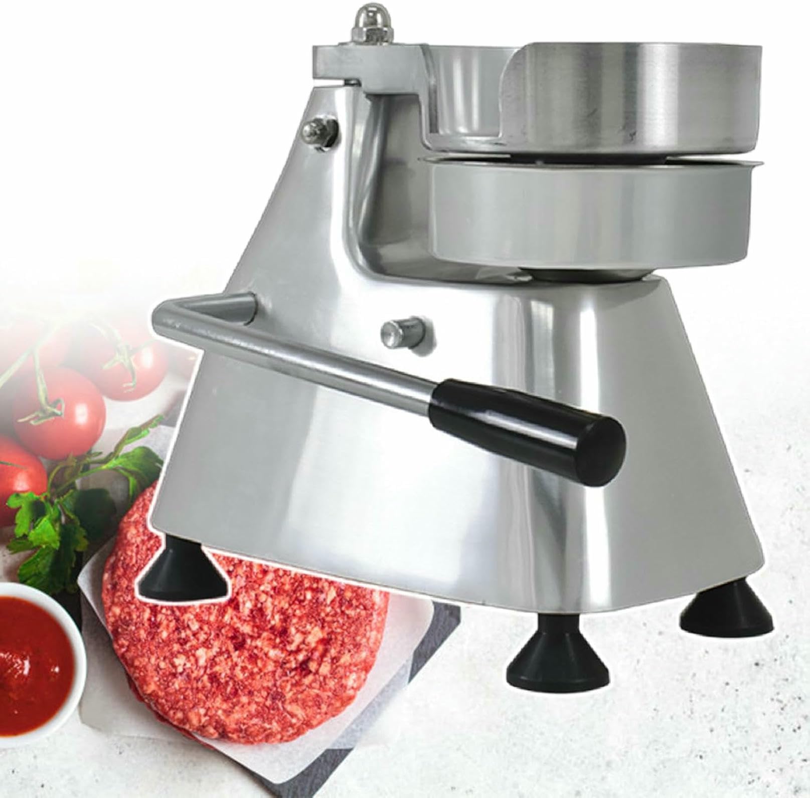 Máquina para hacer hamburguesas de 100/130/150 mm, prensa para hamburguesas con tazón de acero inoxidable de grado alimenticio, procesador de carne de cocina