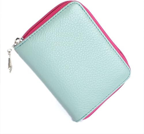 Amazon 品 ミニ財布 軽量 大容量 本革 極小財布 レディース 小銭入れ付き コンパクト財布 カラフル 女性用 ベビーブルー ノーブランド品 財布