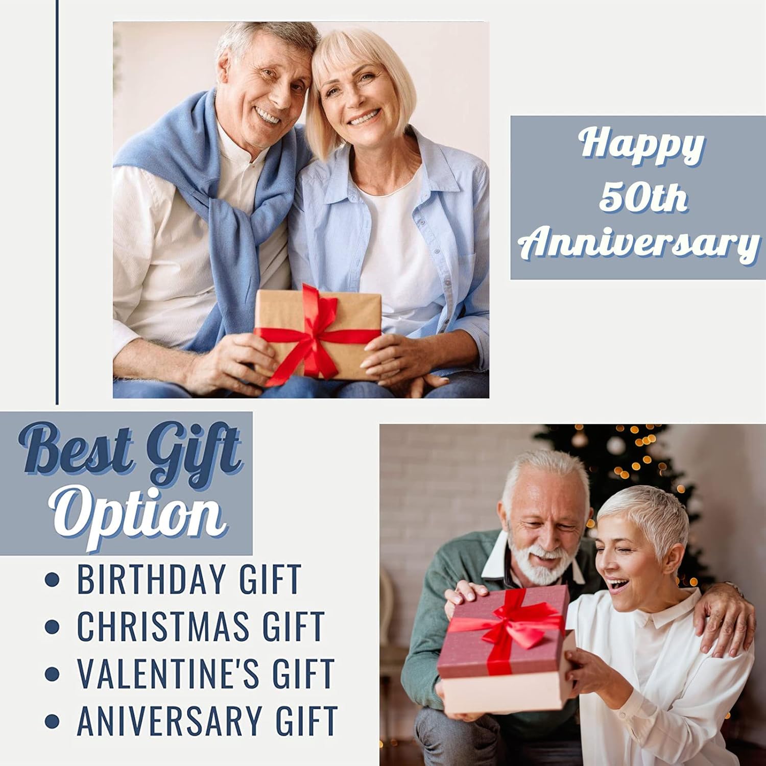 Mosslink 50th Anniversary Blanket, Golden Wedding Anniversary Couple Gifts for Dad Mom Grandparents, 50 Years of Marriage Throw Blankets for Husband Wife 50"x60"