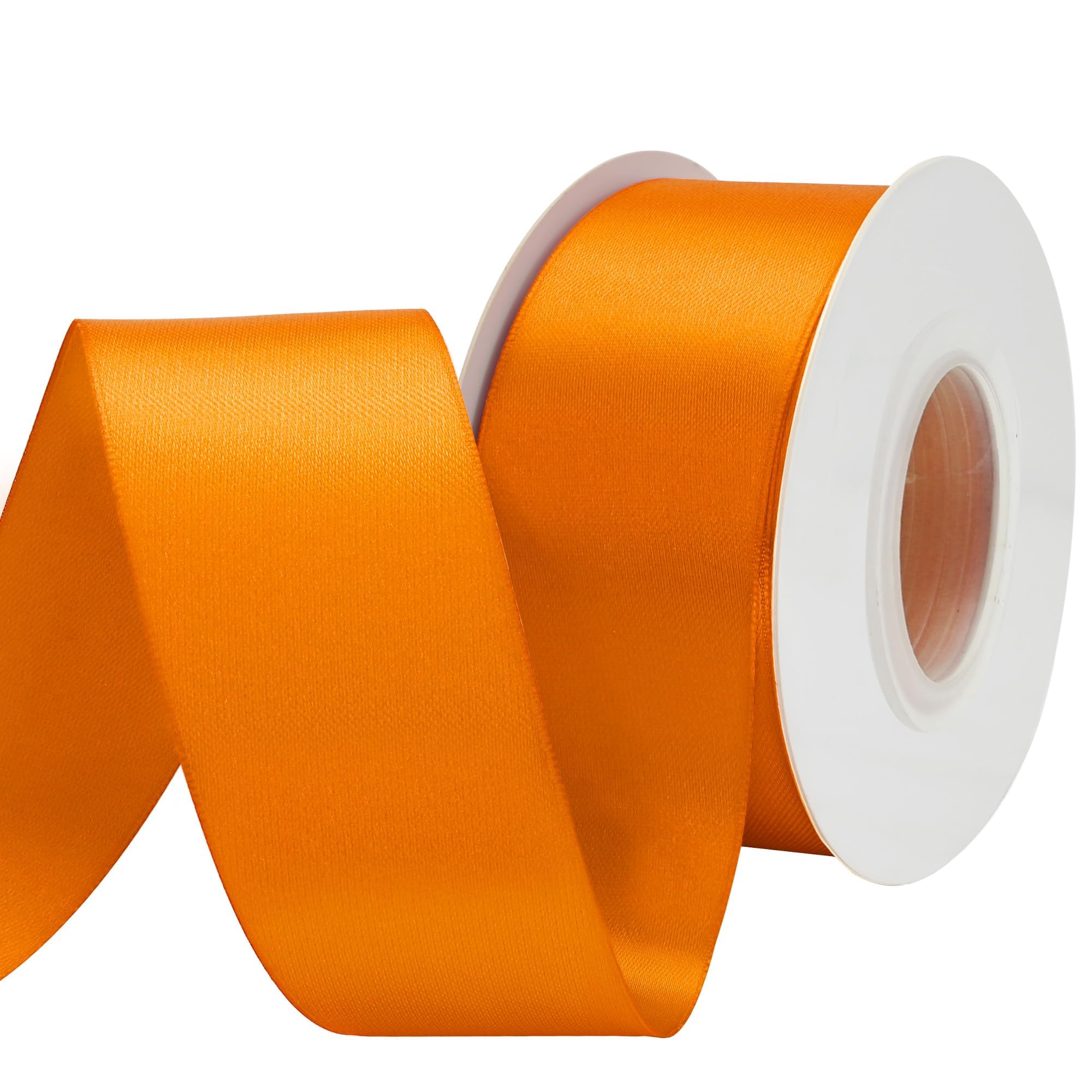 BVIEAKD 53mm Wide 22m Double Face Orange Satin Ribbon Fabric Ribbon for Gift Wrapping Very Suitable for Weddings Decoration Bouquet Balloons Arts Craft Sewing Hair Bow Invitation