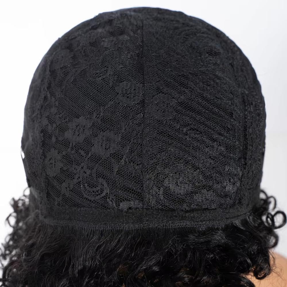 Haarpflege 100% Echthaar Lange Verworrene Lockige Bob-Perücke Für Frauen Vollständig Maschinell Hergestellt Ohne Kleber(Black)