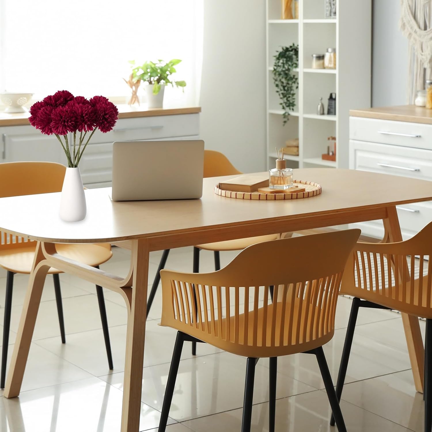 HARFINGTON 12pcs Artificial Chrysanthemum Ball Flowers Faux Chrysanthemum Flowers Bouquet Silk Fake Mum Flower for Home Garden Wedding Party Decoration, Dusty Pink - Image 4