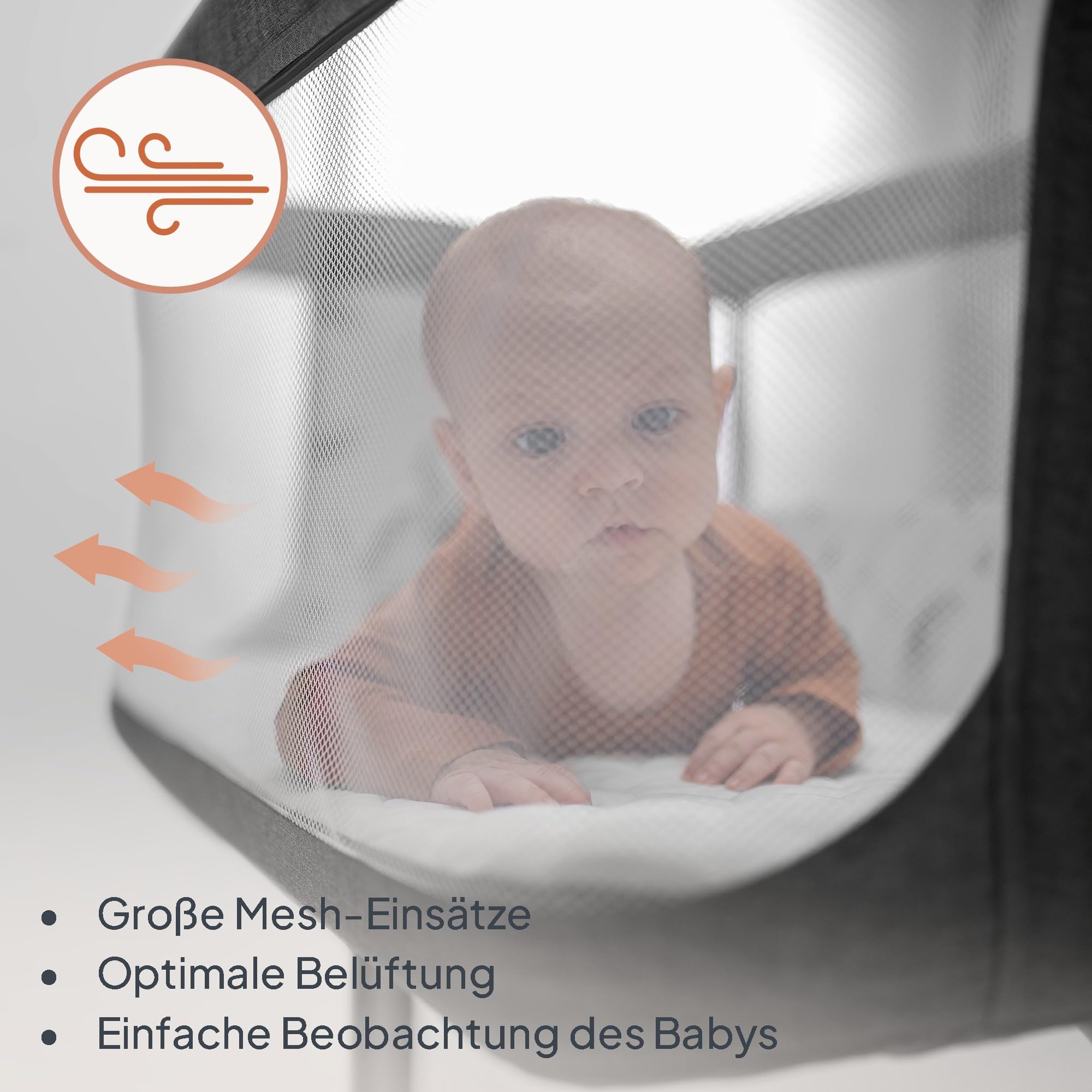 Lionelo Aurora 3 in 1 Babybett bis 9 kg, Beistellbett, Wiege, Höhenverstellug und Einstellung der Neigung der Matratze, 4 Räder mit Bremse Ergonomische Matratze Tasche