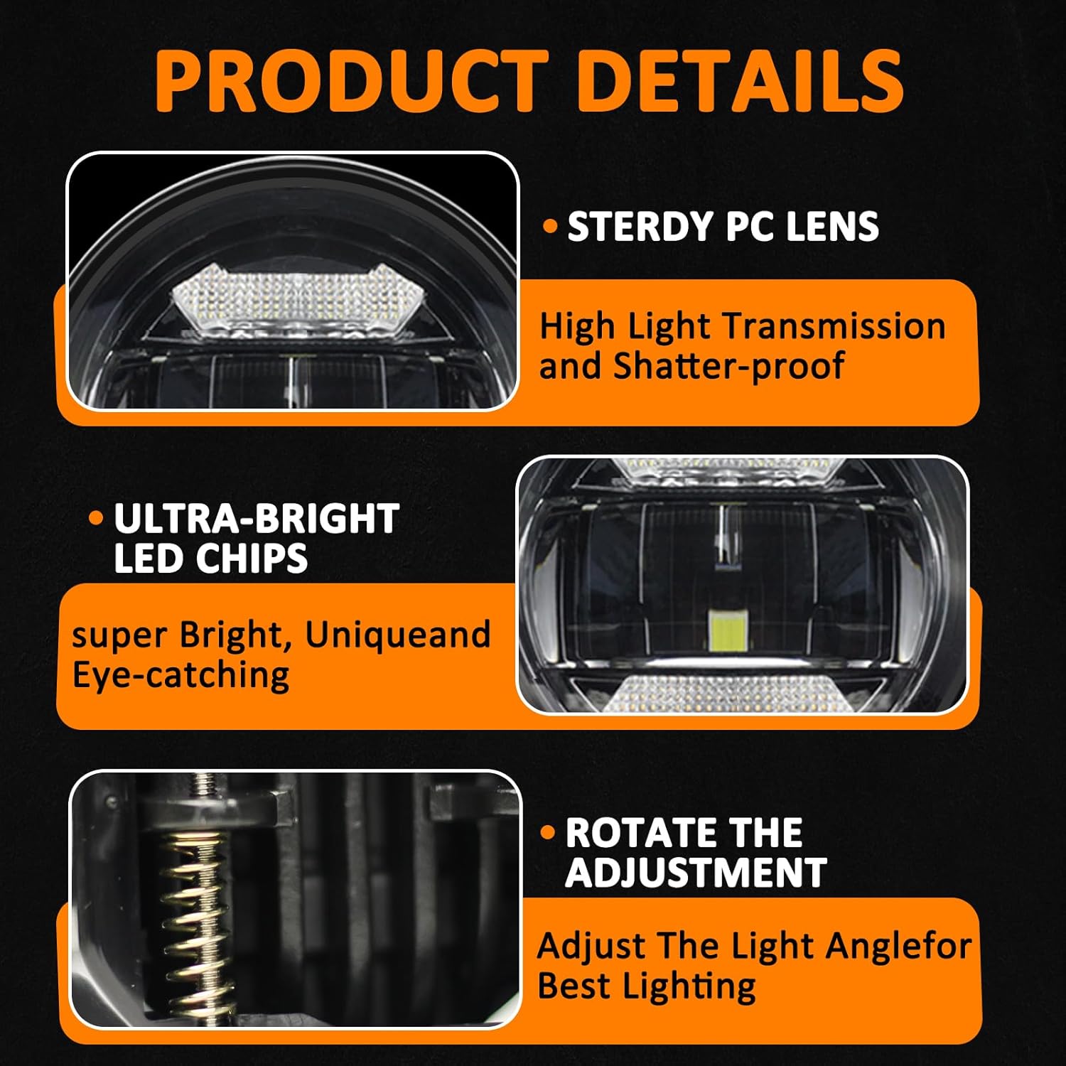 4" Round LED Fog Lights w/DRL for Wrangler JL JLU Unlimited Sport Rubicon Sahara 2018-2025, 4 Inch Round Fog Lamps w/ 2 Brackets Black