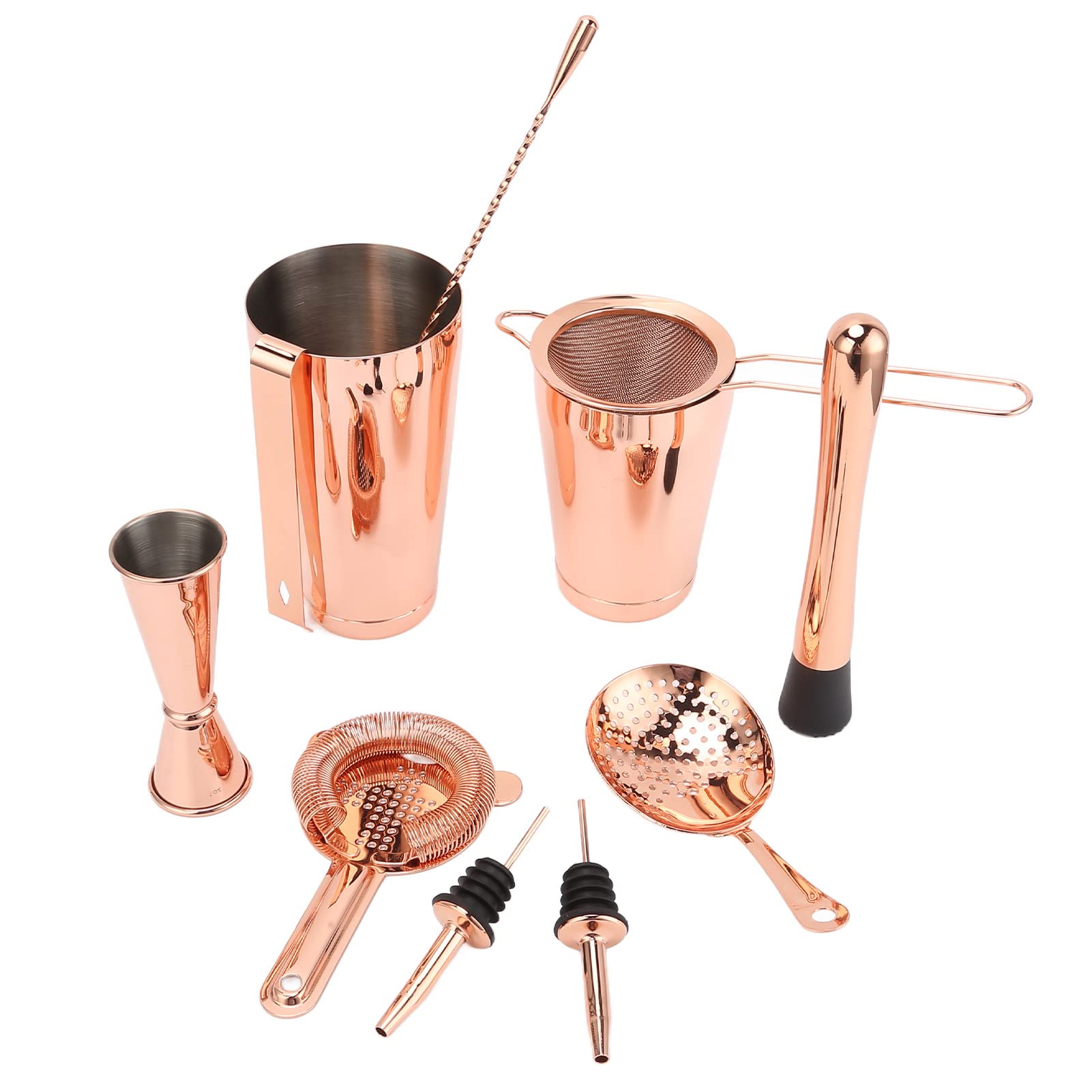 Juego de coctelera Profesional de 11 Piezas, Kit de Barman, Utensilios de Bar de Acero Inoxidable de Primera Calidad, colador de cóctel para Fiestas en casa, Regalos navideños (Oro Rosa)