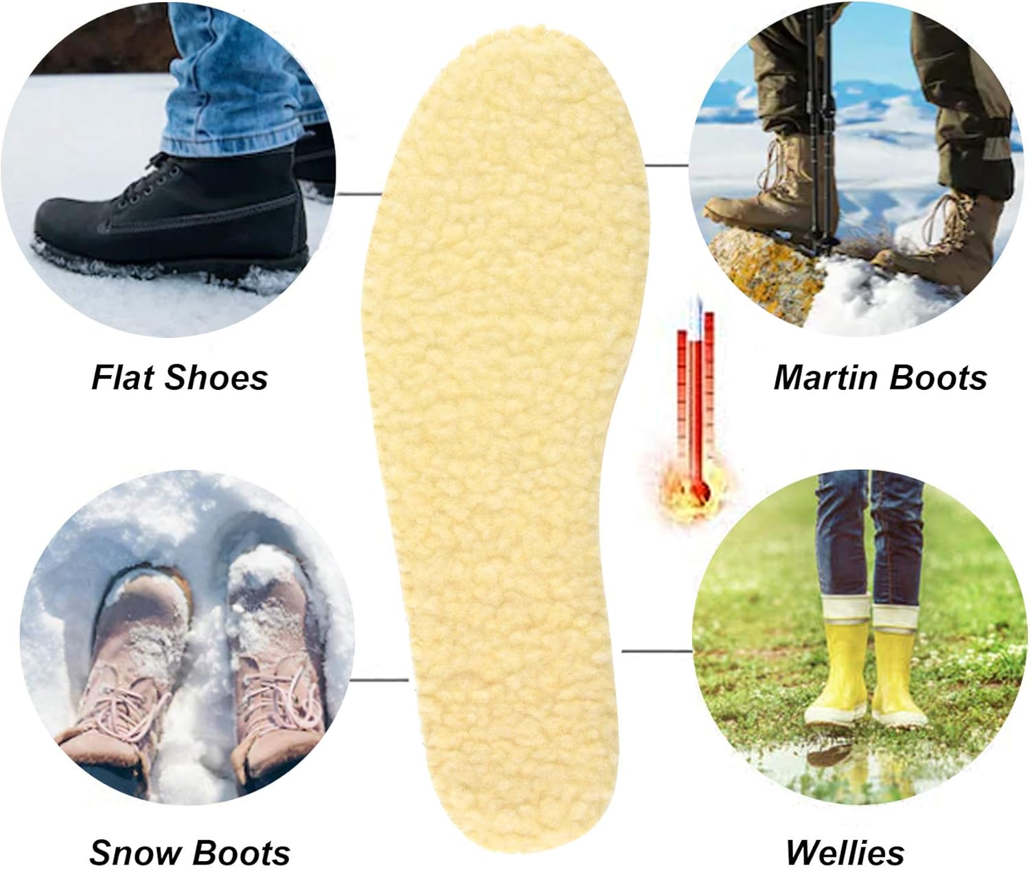 Knixmax 2 Pairs Synthetic Wool Insoles for Men, Women's Furry Fleece Insoles Cushioned Winter Shoe Pads, Comfort Warm Shoe Inserts for Boots Sneakers Slippers EU 42 - Image 5