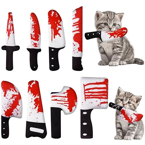 ZooZoo 8PCS Halloween Cat Catnip Toys, Assorted Shapes Plush Set