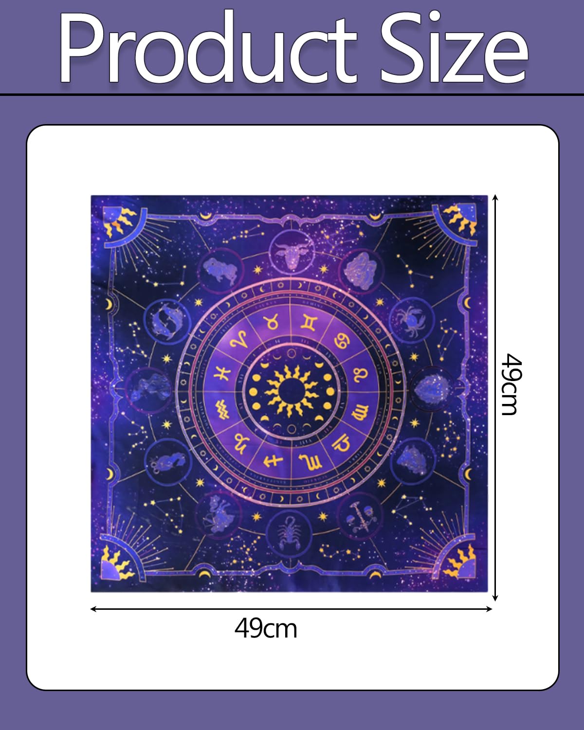 Vihaanta Tarot Cloth, Tarot Deck, Premium Purple Tarot Mat for Card Reading, Soft Spread Divination Cloth for Spiritual Practices, Includes One Purple Tarot Cloth(49 * 49cm)