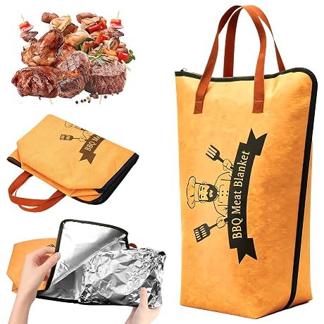 BBQ Blanket for Resting Meat Bag 21" Brisket Blanket Barbecue Tool Sets with Wide Mouth Large Beef Compatible Barbecue Smoker Accessories Grill Meat Insulated Reusable Resting Smoke Bag Cooking Gift