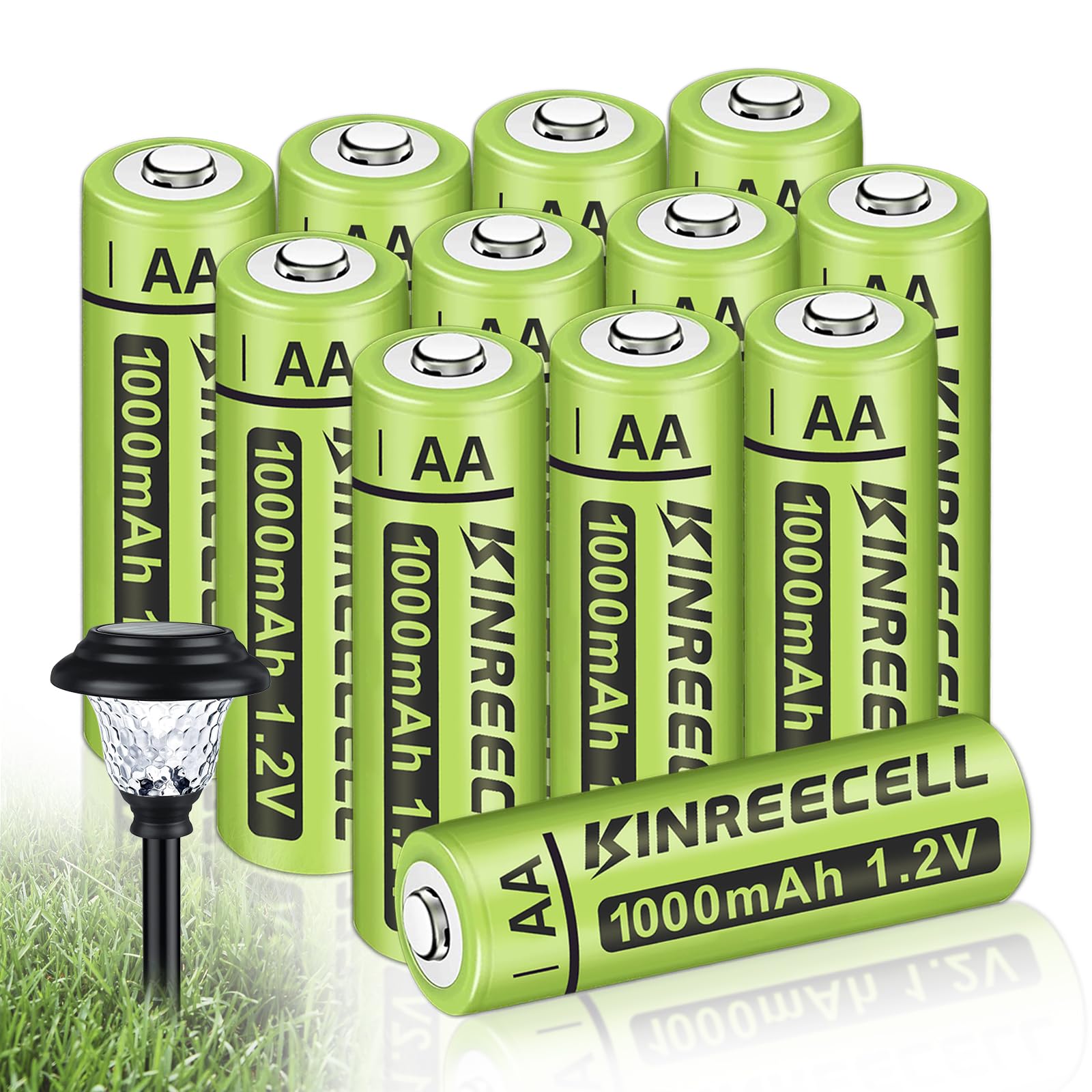 Rechargeable AA Batteries 1000mAh 16-Pack - NiMH Pre-Charged Batteries For Solar Lights & Household Devices