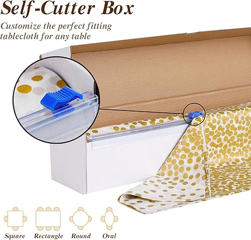 Miniatura 10 de Manteles de plástico de 54 pulgadas x 100 pies con caja cortadora, manteles desechables para fiestas, banquetes, bodas, cumpleaños, baby shower,