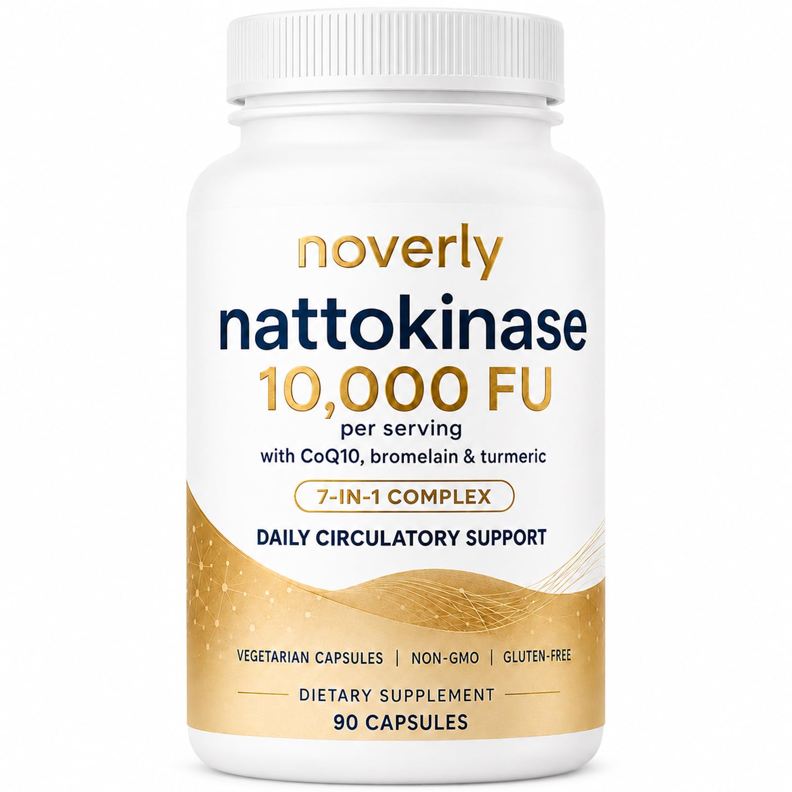 Nattokinase 10,000 FU Per Serving, 7-in-1 Nattokinase Supplement with CoQ10, Bromelain, Turmeric, Aged Garlic, Pine Bark & Grape Seed Extract, 90 Vegetarian Capsules, Non-GMO, Gluten Free